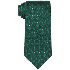 Tommy Hilfiger Men's 3'' 100% Silk Neck Tie, Green Christmas Trees, One Size